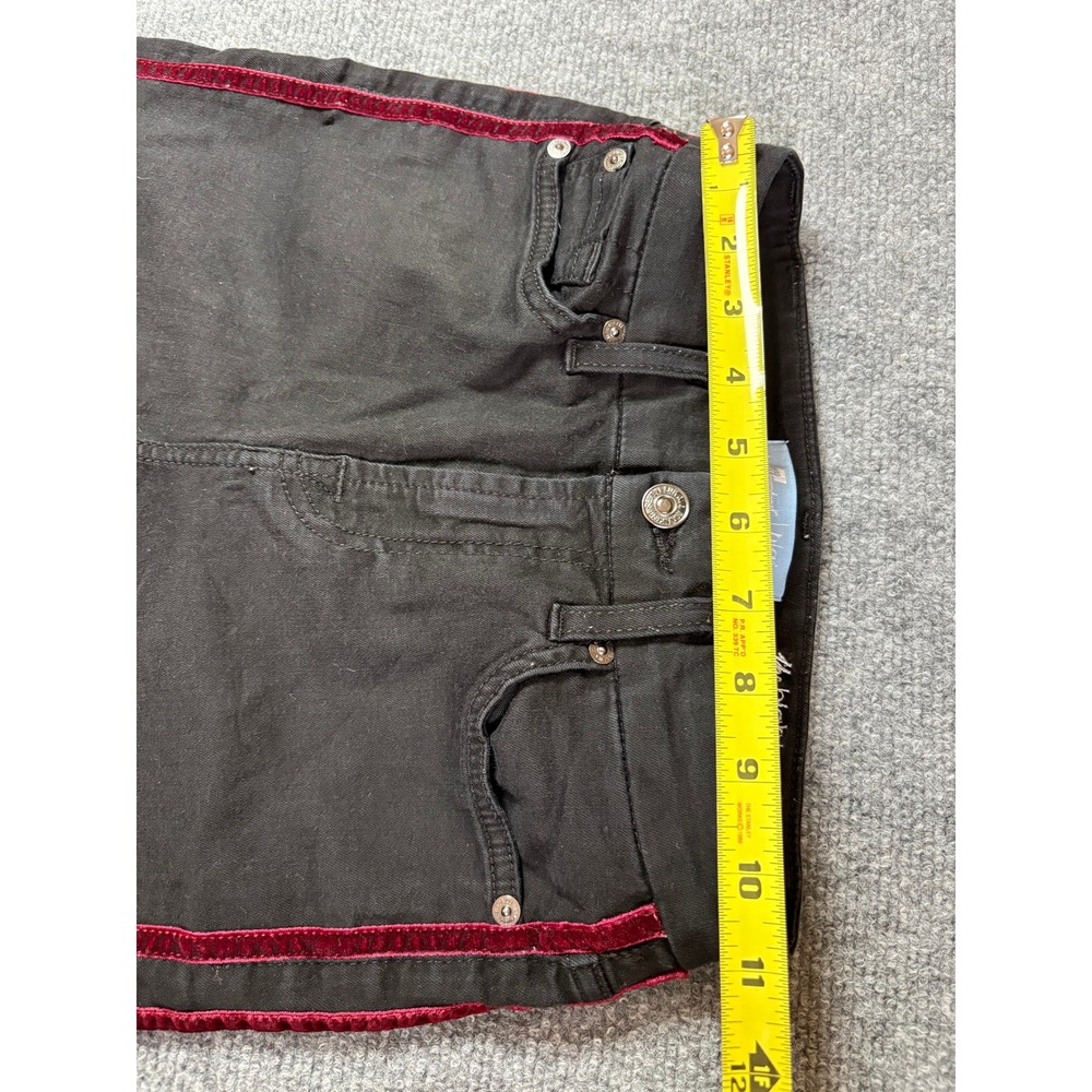 7 For All Mankind b(air) High Waist Ankle Skinny Jeans Black Velvet Stripe 24 - Picture 3 of 10